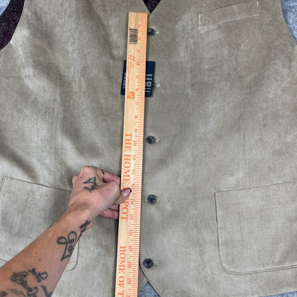 Joseph Abboud Vest Men 5XL Beige Paisley Lined Corduroy Pockets Dad Classic NEW - Picture 16 of 16